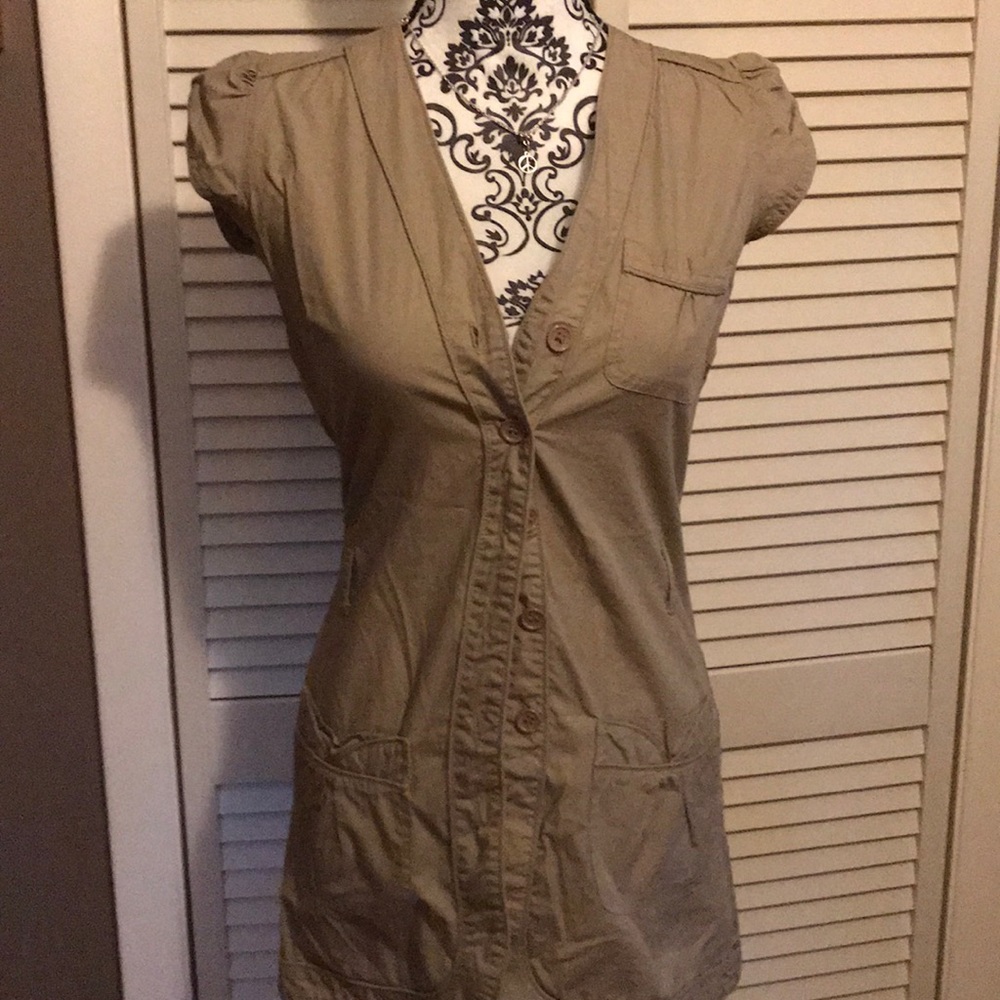 Tan Vest /can be worn over tank top or Alone